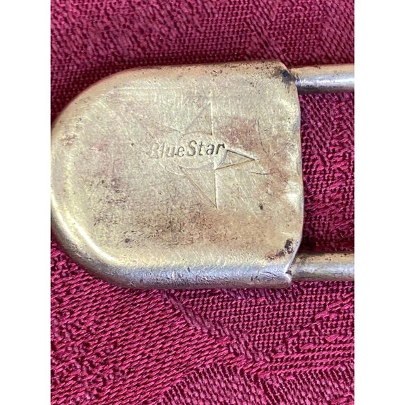 Vintage Risdon Blue Star Giant Safety Pin Key Tag 4" x 1" Brass - Picture 2 of 6